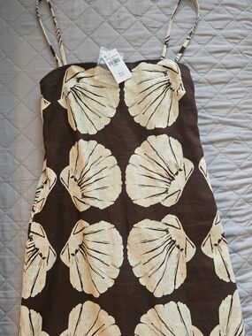 NWT Abercrombie Sleeveless Shell Print Skort Dress in Brown and Cream